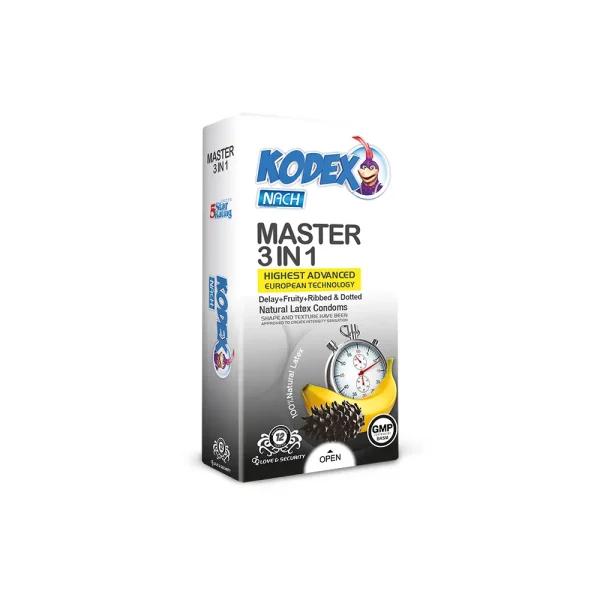کاندوم تاخیری کدکس Master 3 In 1 بسته 12 عددی